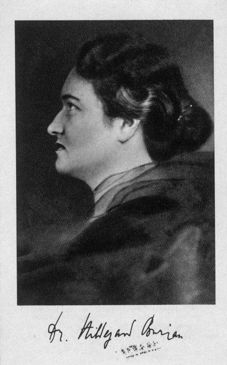 Porträt der Hildegard Burjan mit Faksimile des Namenszuges