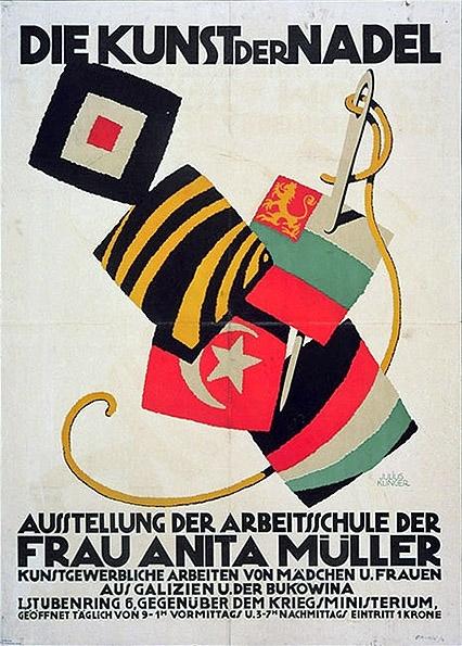 "Die Kunst der Nadel" - Ausstellungsplakat der Arbeitsschule für Frauen und Mädchen von Frau Anita Müller (1916)