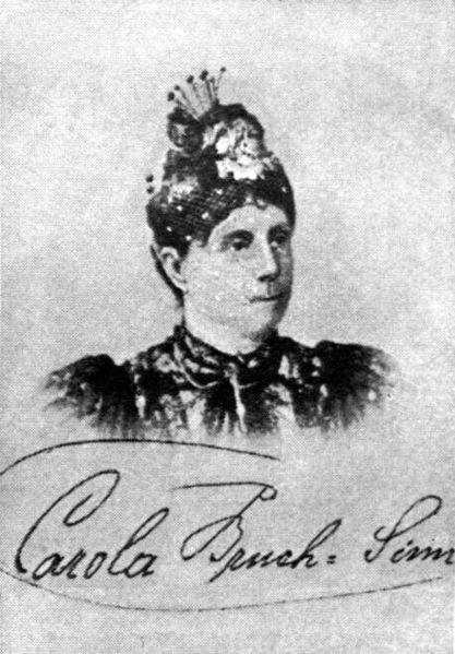Carola Bruch-Sinn, mit Schriftzug (um 1899)