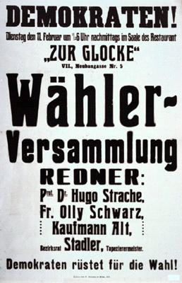 Olly Schwarz als Rednerin (Plakat der Demokratischen Partei 1919)