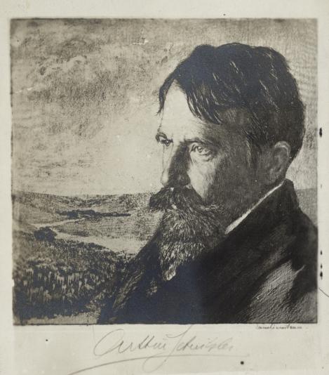 Porträt von Arthur Schnitzler 1912 (Radierung von Emma Löwenstamm)