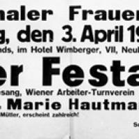 Ankündigung einer Veranstaltung der Sozialdemokratinnen in Wien zum Internationalen Frauentag am 3. April 1933 mit Marie Hautmann als Rednerin