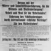 Aufruf des sozialdemokratischen Bezirksfrauenkomitees Neubau zur Maifeier am 1. Mai 1925 in Wien